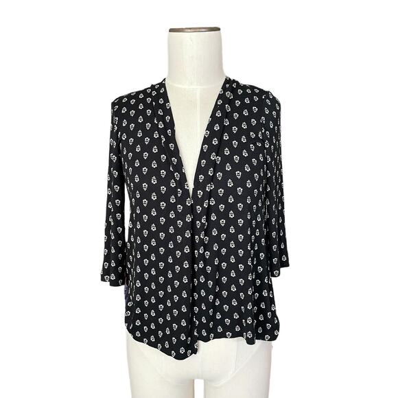 J. Jill Cardigan Womens XS Petite Wearever Collection Open Front Black Geometric - Picture 1 of 12